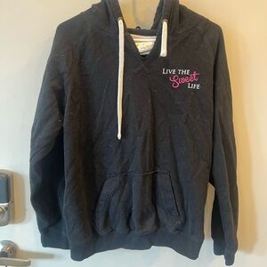 Black Hoodie with Pink Embroidery